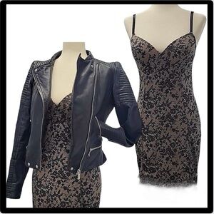 Lace Print Illusion Shapewear Bodycon - Large